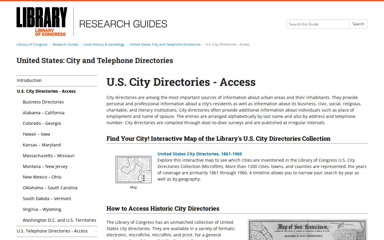 Fair Oaks city directory Library of Congress collection guide