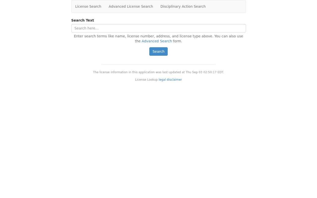 Fair Oaks resident lookup view of Virginia DPOR License Lookup