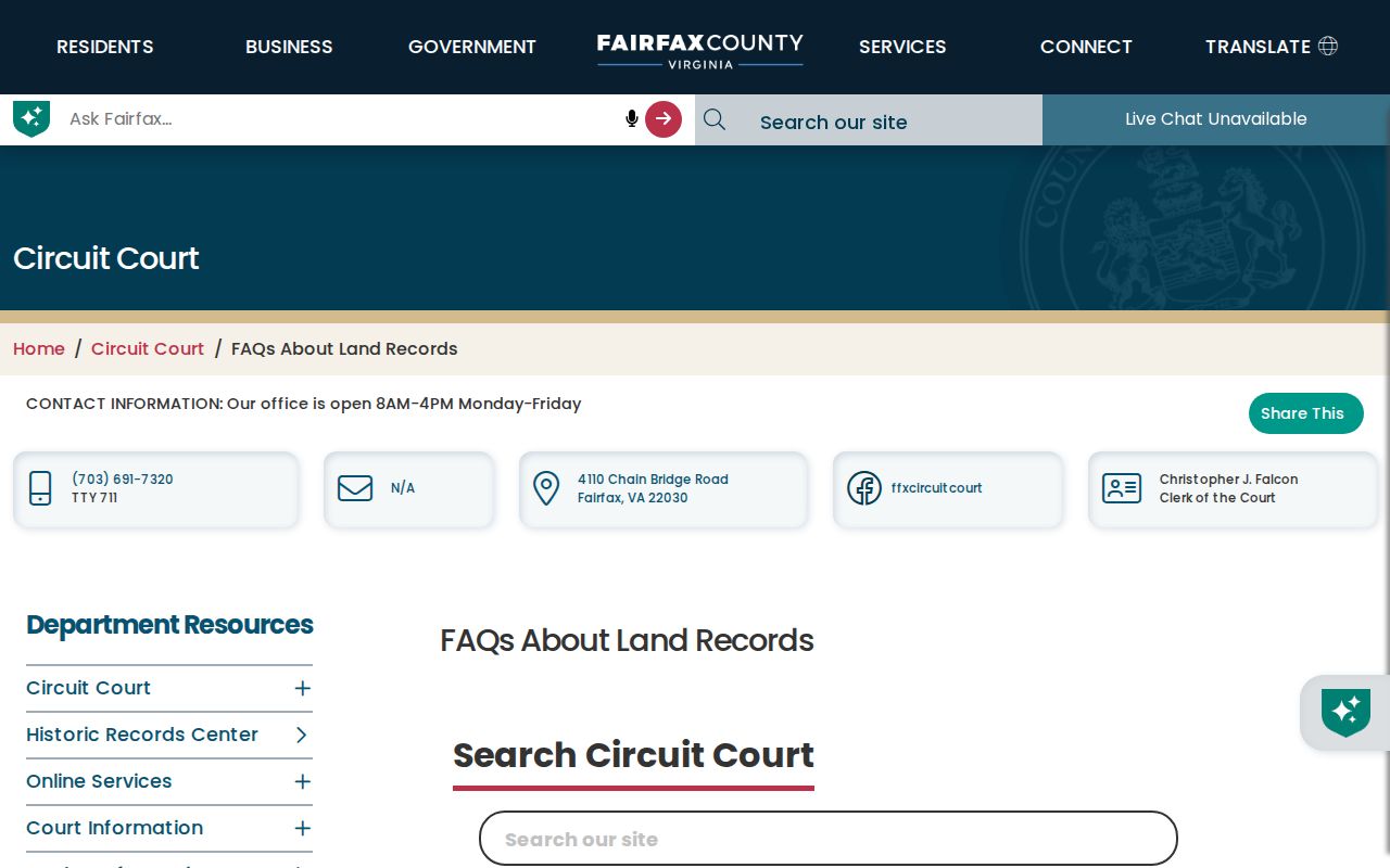 Fair Oaks street directory Fairfax deed index and land-records FAQ
