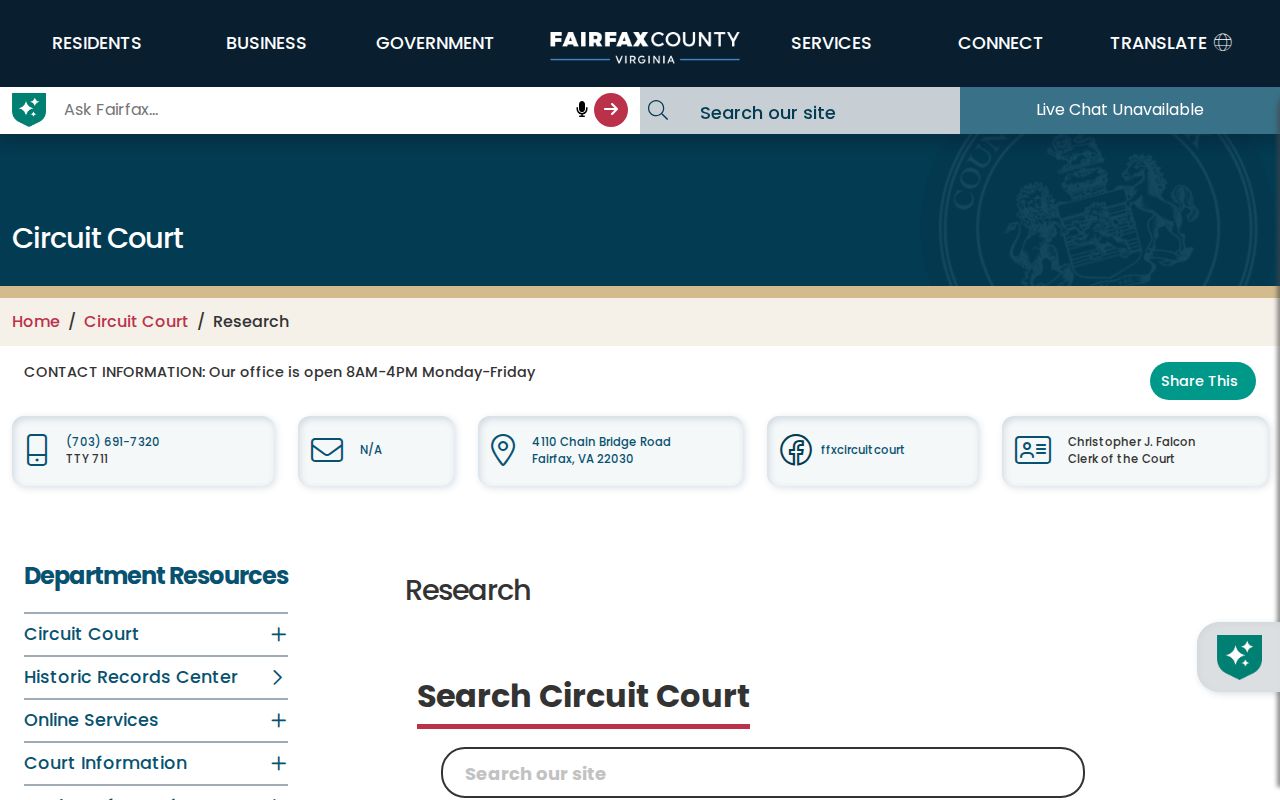 Fair Oaks street directory Fairfax land records research and public-computer information